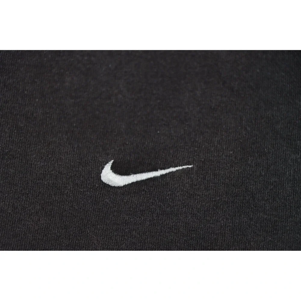 Vintage Nike Center Swoosh T Shirt L Black Mini Embroidered Blank Fade Y2K 00s